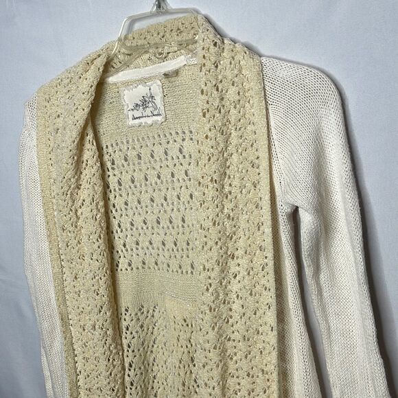Anthropology Angel Of The North Ivory Knit Open Front Cardigan Sweater. Size XS. - Picture 2 of 10